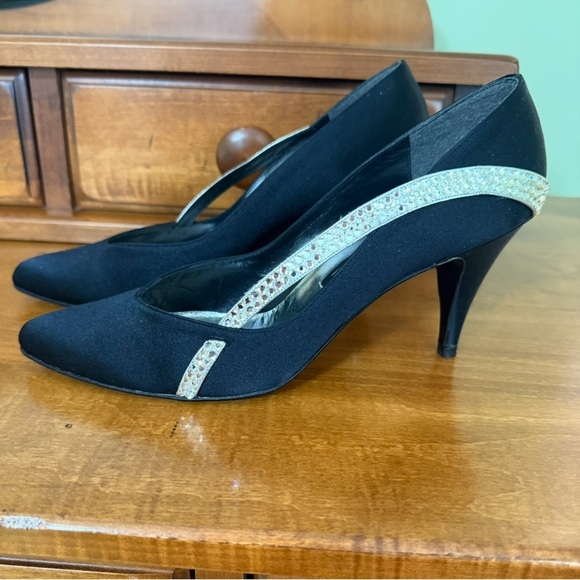 Stuart Weitzman Shoes - Stuart Weitzman Black Heels  pump rhinestones bling satin formal woman 8 shoe
